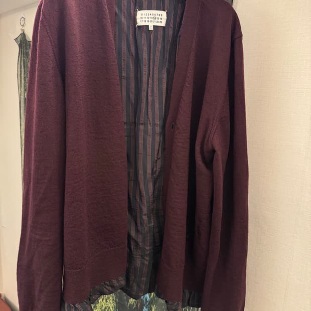 마르지엘라 디스트레스 가디건 버건디 xl