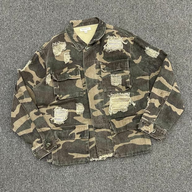 S)Japanese vintage 큐빅 밀리터리 카모 자켓