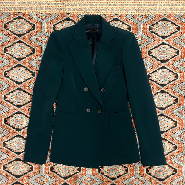 자라 딥그린 더블 슬림핏 자켓 여성XS