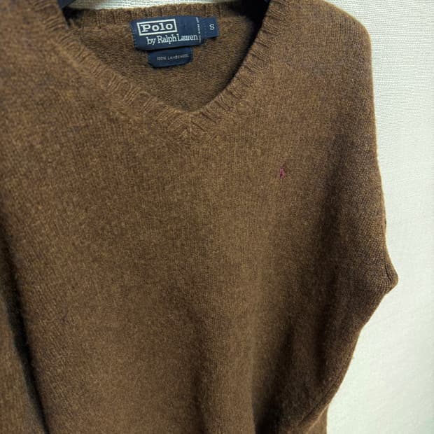 폴로 랄프로렌 초코브라운 램스울 브이넥 니트 🤎