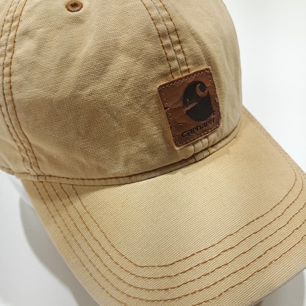 CL837 칼하트 가죽패치 페이드 샌드브라운 볼캡 모자
