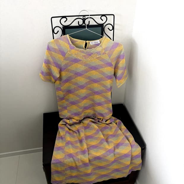retro check knit skirt