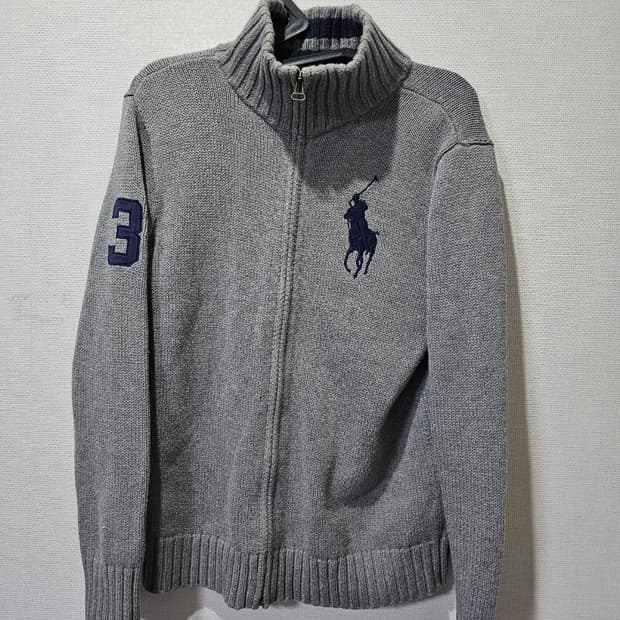 폴로 빅포니 그레이 니트집업 90 / S