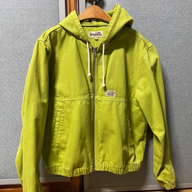 Stussy 워크웨어 후드 자켓 형광 연두색