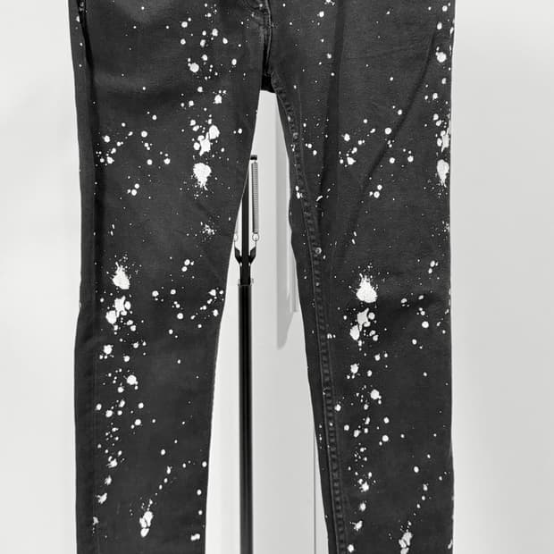 산드로 페인팅 블랙진 스키니 락스타일 멋진워싱 희귀템