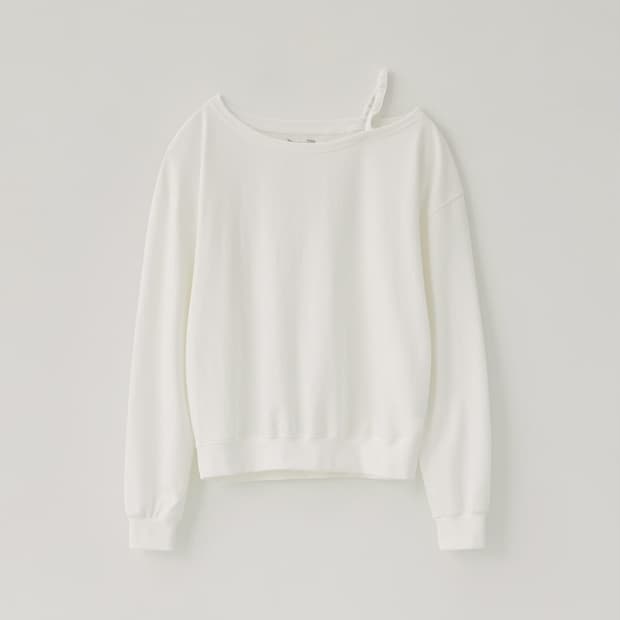 타낫 T/T One side layered sweatshirt white