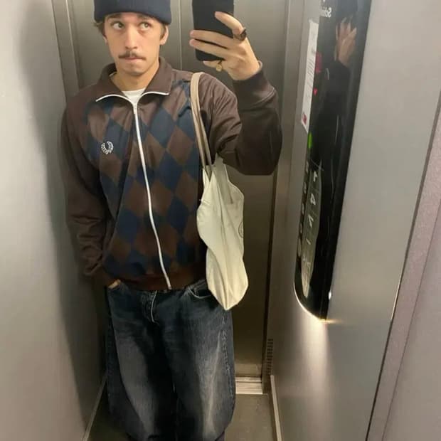 프레드페리 아가일 트랙탑 져지 자켓