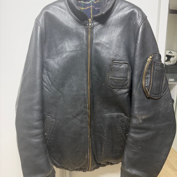 80~90s빈티지 프렌지 파일럿 레더자켓
