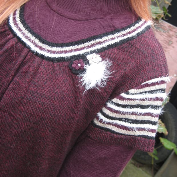 Japanese Vintage purple flower knit