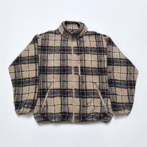 BEAMS HEARTS 체크 후리스 자켓 - S