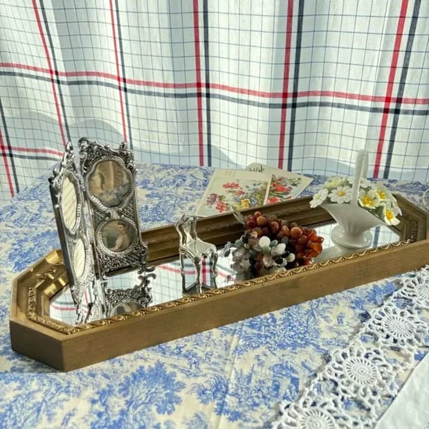 빈티지 팔각 거울트레이 겸 벽걸이 거울(가로 세로 가능)