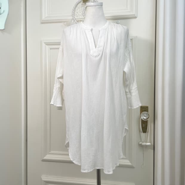 white shirring cotton opc blouse(size-M)