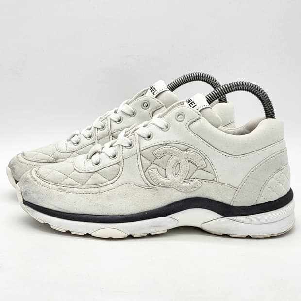  샤넬 우먼스 CC로고 트레이너 스니커즈 라이트 그레이 (37 1/2) 