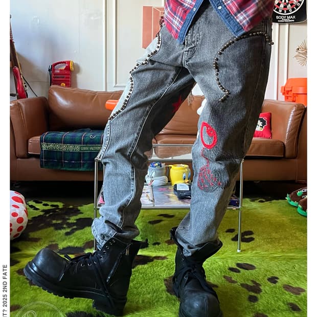 RNA Japan Stud Stitch Detail Denim pants