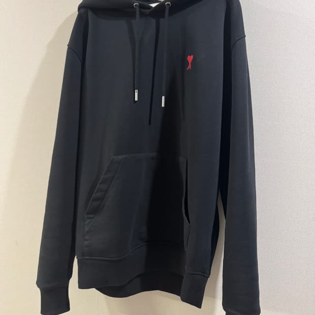 아미 레드 하트 로고 후드티 블랙 L