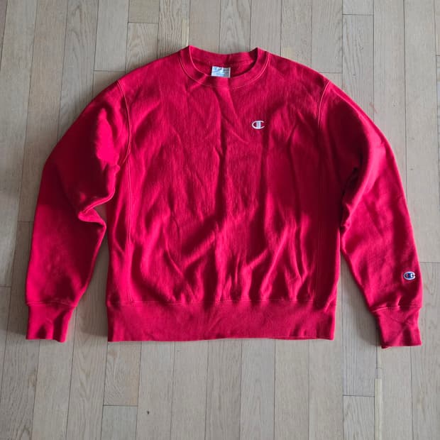 챔피온 리버스 위브 맨투맨 빨간색 M