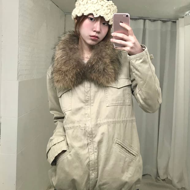 빈티지 아이보리 퍼 워크자켓