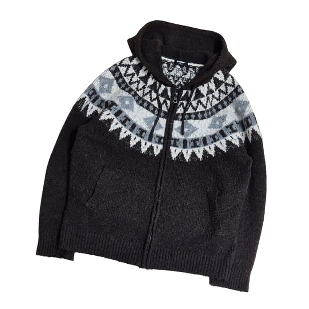 페어아일 니트 후드집업