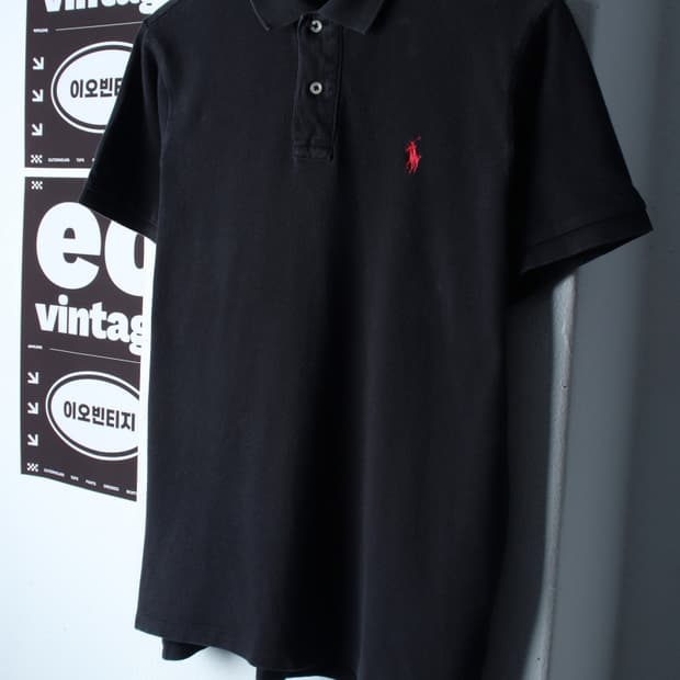 (L-XL) 폴로 랄프로렌 반팔 카라 티셔츠 블랙 무지-H35201