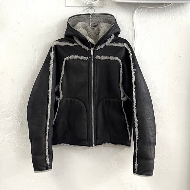 릭오웬스 2022FW 램스킨 시어링 레더 김프 후드 무스탕 자켓