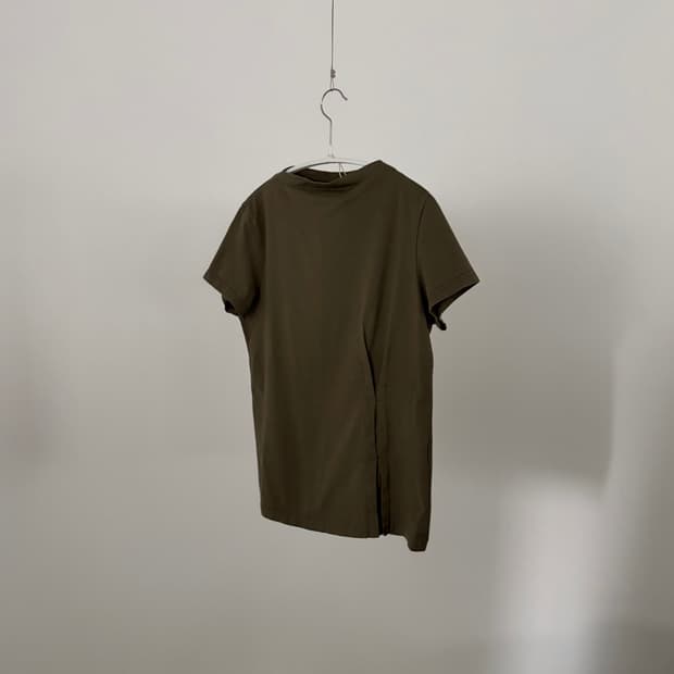 Olive Pleated Seam Half T