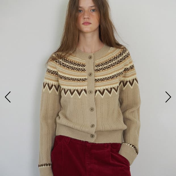 하우스오브폰드 노르딕 알파카 빈티지 가디건 베이지 새상품