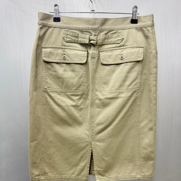 Ralph Lauren 랄프로렌 카키색상 코튼 미디스커트
