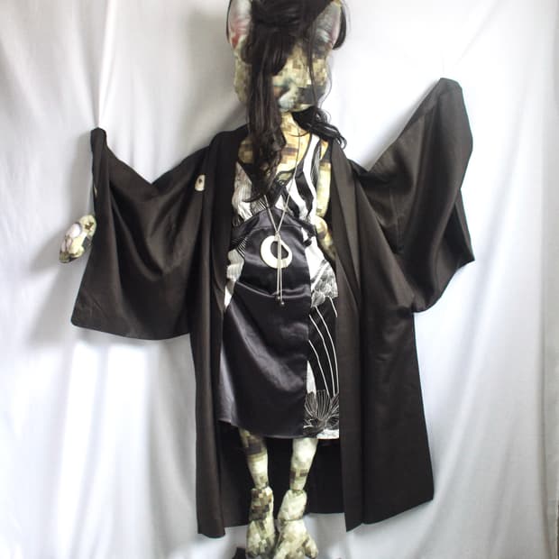 Matte black kimono box jacket