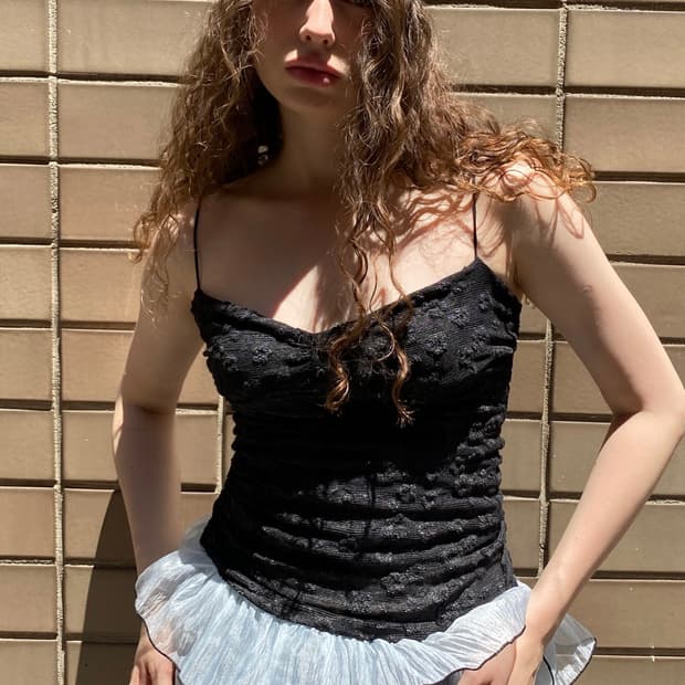 루즈슬립오버) Petal Skin Camisole BK M