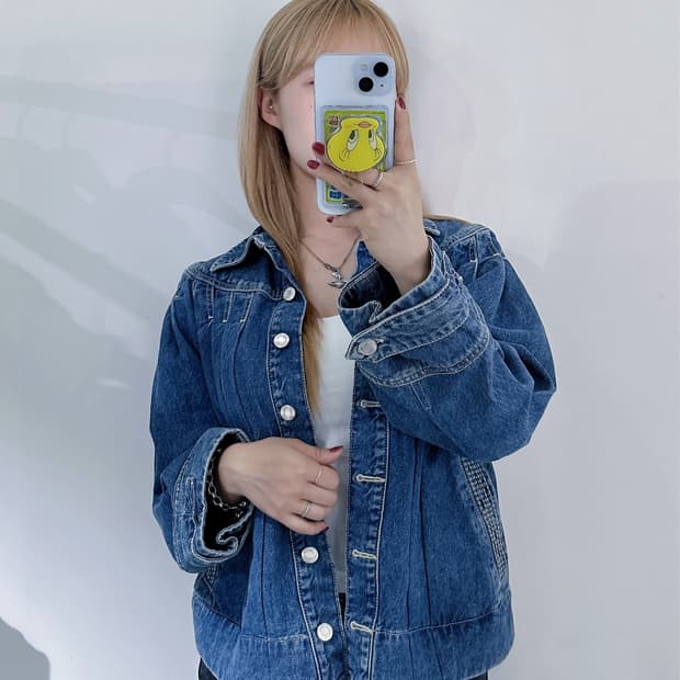 머렛 셔링 데님 자켓