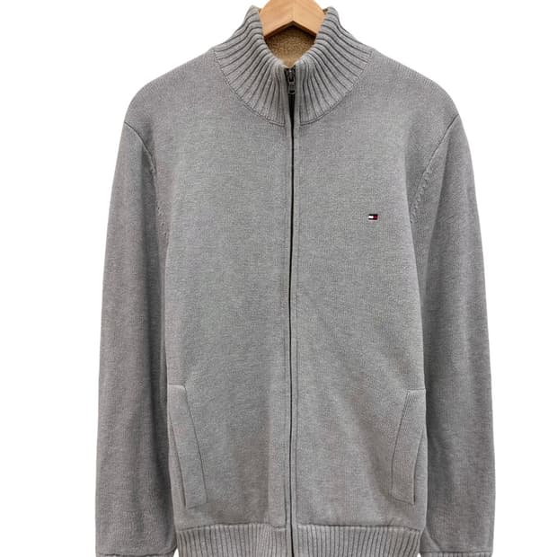 타미힐피거 플리스 니트집업 그레이 (L)