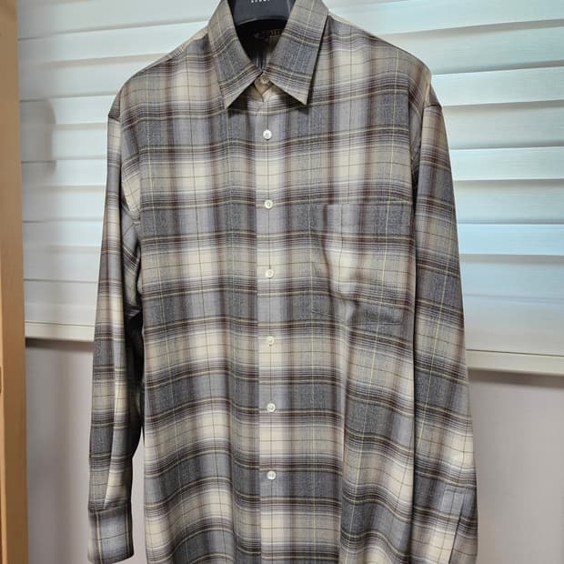 오라리/ 22AW 슈퍼 라이트 울 체크 셔츠 헤링본 브라운/ 4