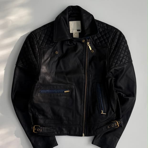 [S] 리바이스 염소 가죽 퀄팅 여성 라이더 자켓
