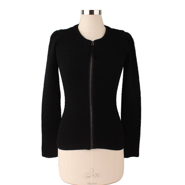 플라스틱아일랜드 블랙 엠보 집업 가디건 M