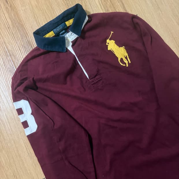 폴로 빅포니 럭비티 긴팔 카라티 버건디