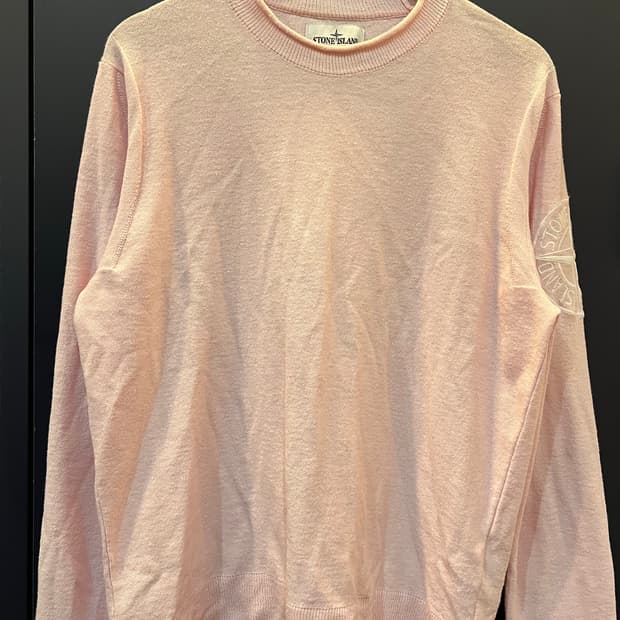 스톤아일랜드 로우 핸드 코튼 크루넥 니트