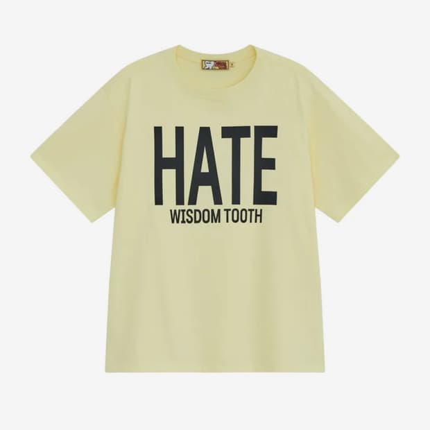 HATE WISDOM TOOTH 로고 반팔티셔츠 옐로우 