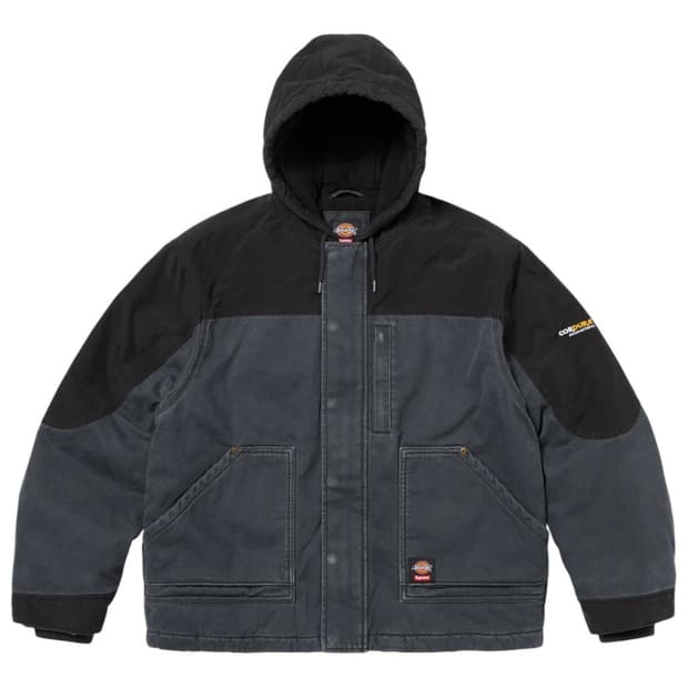 슈프림 x 디키즈 코듀라 후드 워크 자켓 블랙 