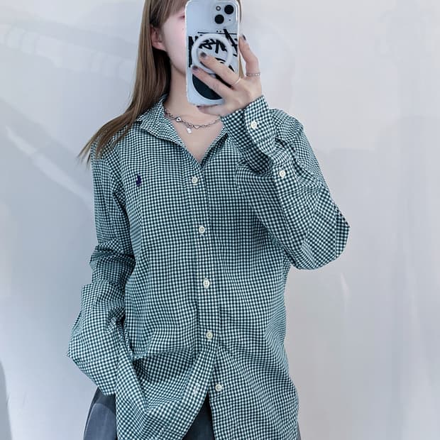 폴로랄프로렌 그린 체크 셔츠