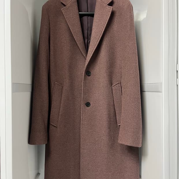 타임옴므 야크&캐시미어 멜란지핑크 코트 100사이즈