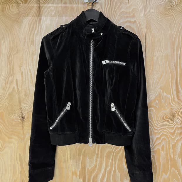 아르마니 익스체인지 벨루어 바이커 집 자켓