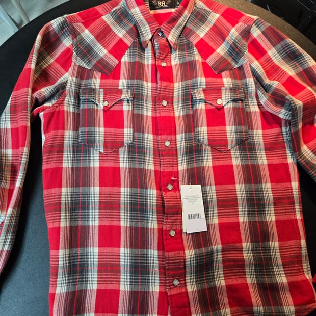 RRL 웨스턴 슬림핏 체크 셔츠