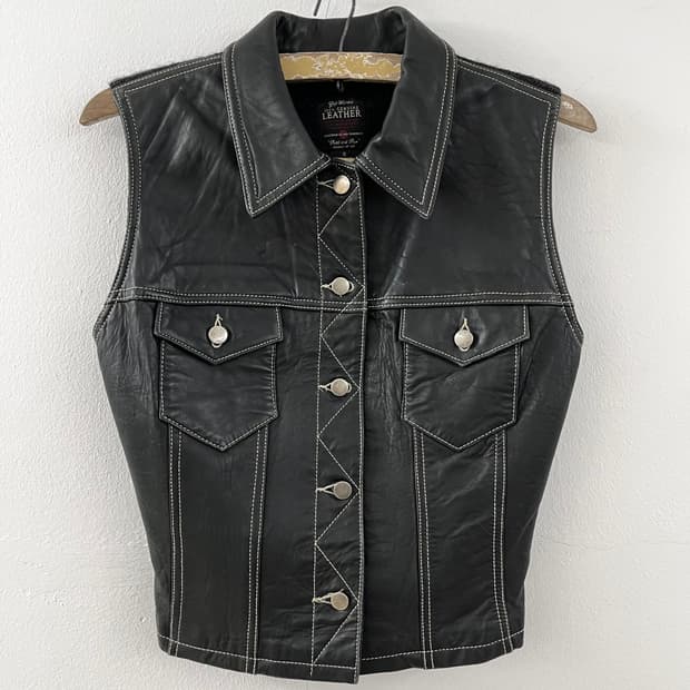 90s Gap 빈티지 올드 갭 트러커 레더 베스트 가죽