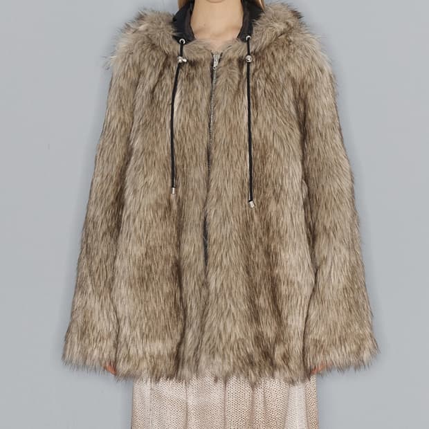 오픈와이와이 openyy REVERSIBLE FAUX FUR HOOD
