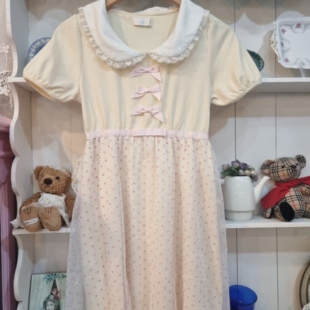 디어리) 리본도트 망사캉캉 원피스