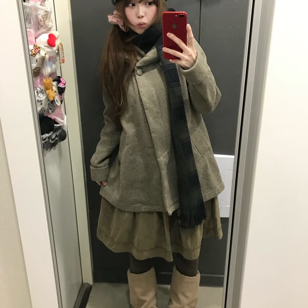 카키 하구미 아일렛 오리엔탈 모리걸 코디세트