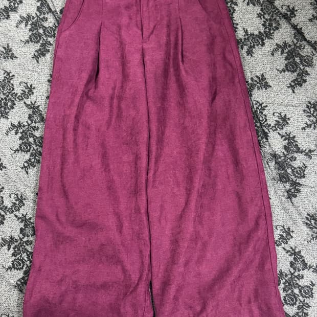 딥 와인 무드 벨벳 텍스처 와이드 팬츠