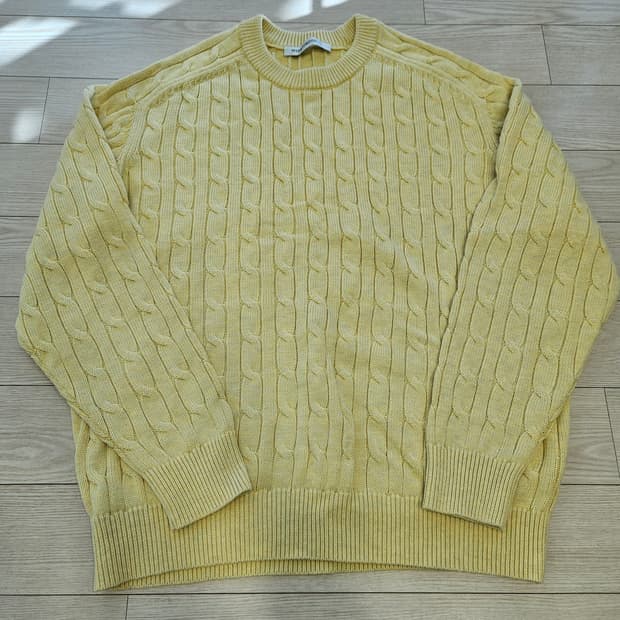 인템포무드 꽈배기니트 연노랑 L