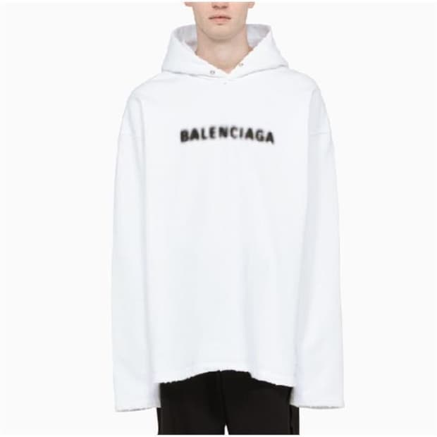 발렌시아가 흰색 백로고 후드티 