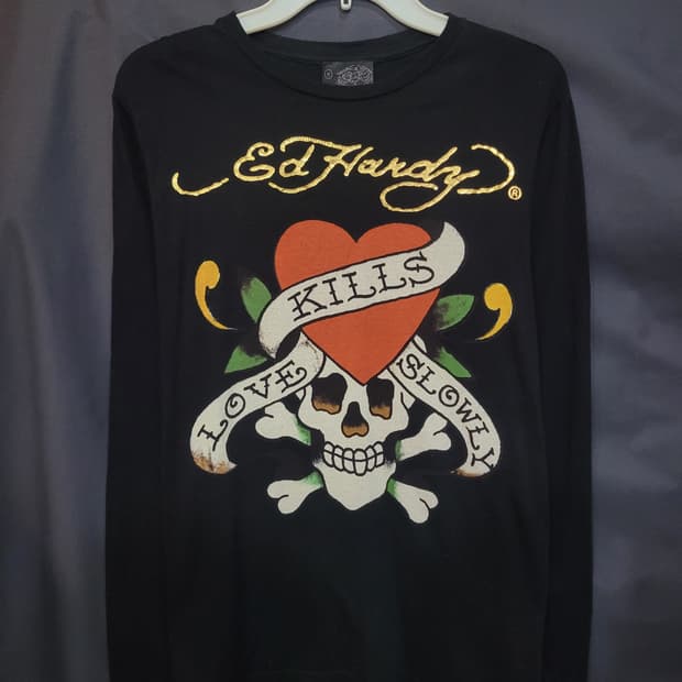 Ed Hardy USA 애드하디 빈티지 스컬 슬리브 셔츠